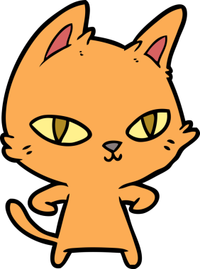 Bir insan tarafından çizilmiş çizgi film kedisi.