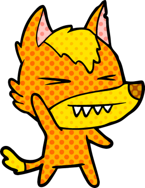 Bir insan tarafından çizilmiş tilki çizgi film karakteri