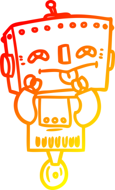 Bir insan tarafından çizilen çizgi film robotunun sıcak çizgi çizimi