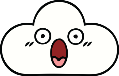 Bir insan tarafından çizilmiş beyaz bir bulutun sevimli karikatürü.