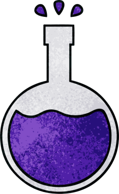 Bir insan tarafından çizilmiş bir bilimsel deneyin retro grunge doku karikatürü