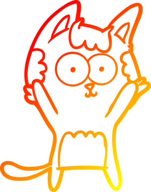 Bir insan tarafından çizilmiş mutlu çizgi film kedisinin sıcak çizgi çizgisi.