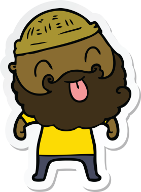 Bir insan tarafından çizilmiş sakallı bir adamın çıkartması.