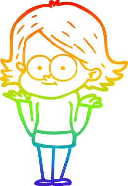 gökkuşağı gradyan çizimi mutlu bir çizgi film kızı bir insan tarafından çizildi