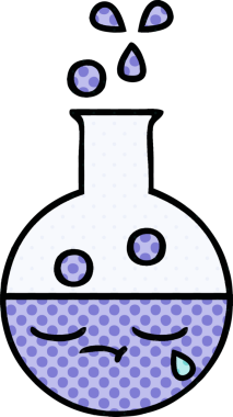 Bir insan tarafından çizilmiş bir test tüpünün çizgi romanı.