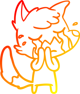 Bir insan tarafından çizilmiş ağlayan tilki çizgi filmi.