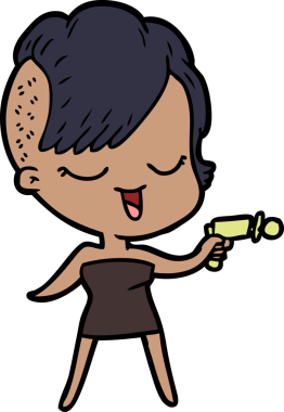 Bir insan tarafından çizilmiş mutlu çizgi film kızı.