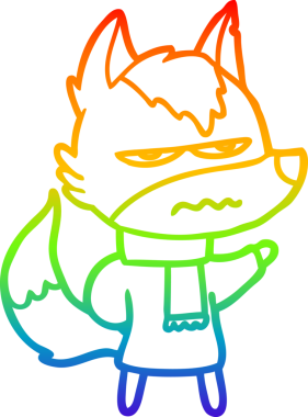 Gökkuşağı gradyan çizgi çizimi Bir insan tarafından çizilmiş rahatsız kurt