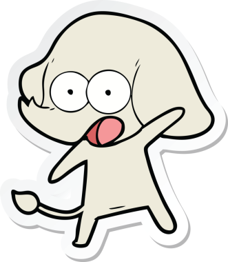 Bir insan tarafından çizilmiş şirin bir fil çıkartması.