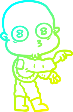 Bir insan tarafından çizilmiş garip, kel bir uzay adamının çizdiği soğuk çizgi.