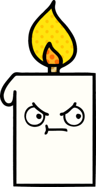 Bir insan tarafından çizilmiş çizgi roman tarzı yanan mum.