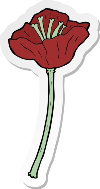 Bir insan tarafından çizilmiş karikatür çiçeğinin çıkartması.