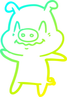 Bir insan tarafından çizilmiş bir domuz çizgi filminin soğuk gradyanı.