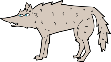 Bir insan tarafından çizilmiş bir kurt çizgi filmi.