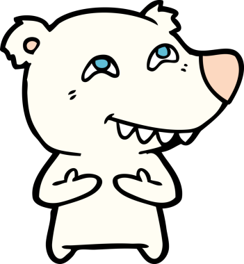 Karikatür kutup ayısı bir insan tarafından çizilmiş dişleri gösteriyor