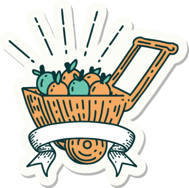 Bir insan tarafından çizilmiş elma dövme arabasının çıkartması.