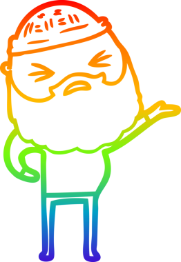 Bir insan tarafından çizilmiş sakallı bir karikatür çizimi.