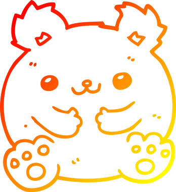 Bir insan tarafından çizilen çizgi film ayısının sıcak çizgi çizimi