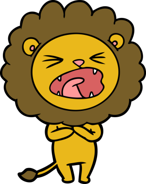 Bir insan tarafından çizilmiş çizgi film aslanı.