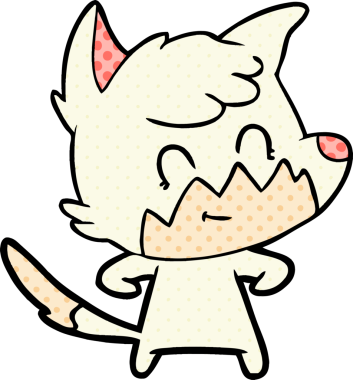 Bir insan tarafından çizilmiş çizgi film dostu tilki.