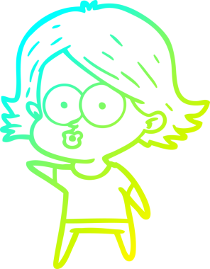 Bir insan tarafından somurtulmuş çizgi film kızı çizimi.