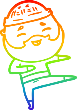 Bir insan tarafından çizilmiş mutlu sakallı bir adamın çizgi çizimi.