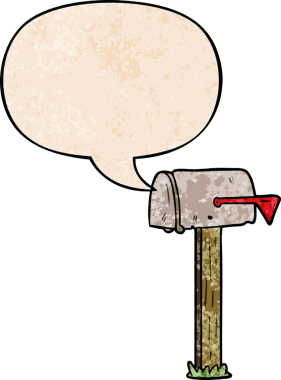 bir insan tarafından çizilmiş eski moda konuşma baloncuklu karikatür posta kutusu