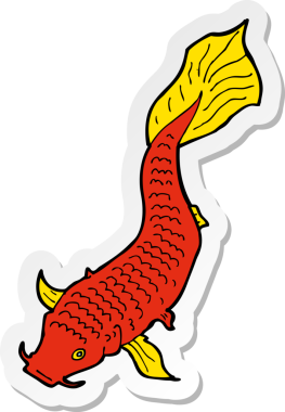 Bir insan tarafından çizilmiş karikatür balığının çıkartması.