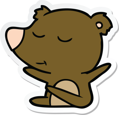 Bir insan tarafından çizilmiş mutlu çizgi film ayısının çıkartması.