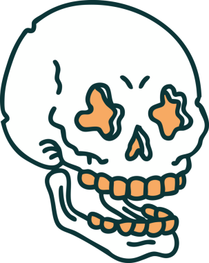 Bir insan tarafından çizilmiş bir kafatasının ikonik dövme şekli