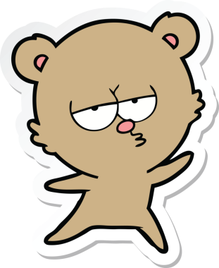 Bir insan tarafından çizilmiş sıkılmış bir ayı çizgi filminin çıkartması.