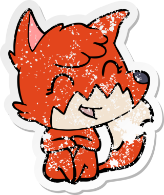 Bir insan tarafından çizilmiş mutlu bir tilkinin sıkıntılı çıkartması.