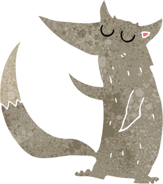 Bir insan tarafından çizilmiş bir kurt çizgi filmi.