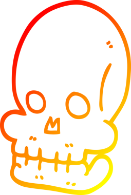 Bir insan tarafından çizilmiş, karikatür şeklindeki ürkütücü kafatası.