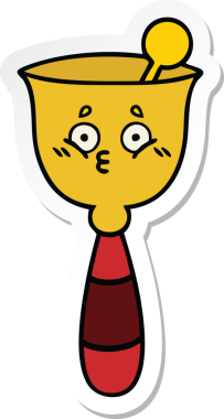 Bir insan tarafından çizilmiş şirin bir okul çanının çıkartması.