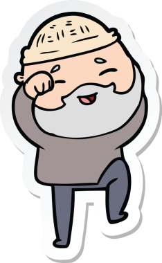 Bir insan tarafından çizilmiş mutlu sakallı bir adamın çıkartması.