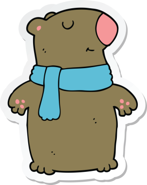 Bir insan tarafından çizilmiş çizgi film ayısının çıkartması.