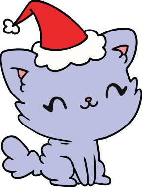 Bir insan tarafından çizilmiş kawaii kedisinin el çizimi karikatürü.