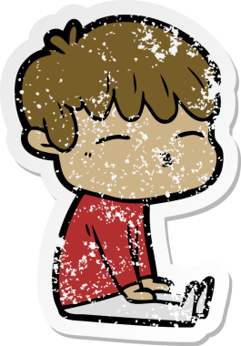 Bir insan tarafından çizilmiş sıkıntılı bir karikatür çıkartması.