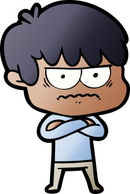 Bir insan tarafından çizilmiş sinirli çizgi film çocuğu.