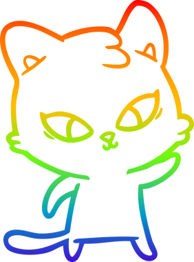 Gökkuşağı gradyan çizgisi bir insan tarafından çizilmiş şirin bir çizgi kedi çizimi