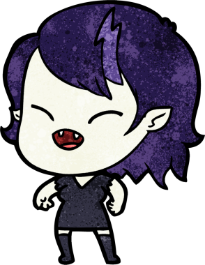 Bir insan tarafından çizilmiş gülen vampir kız çizgi filmi.