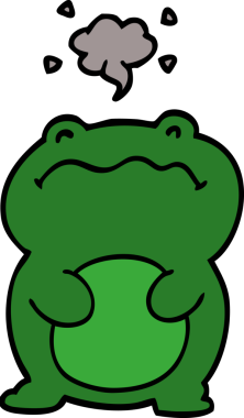 Bir insan tarafından çizilmiş komik karikatür kurbağası.