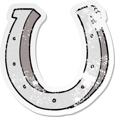 Bir insan tarafından çizilmiş demir at nalı desenli bir çıkartma.