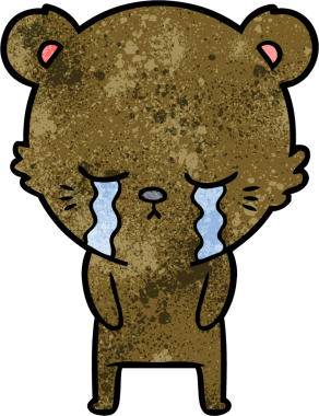 Bir insan tarafından çizilmiş ağlayan çizgi film ayısı.