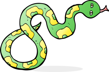 Bir insan tarafından çizilmiş çizgi film yılanı.