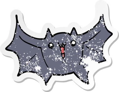 Bir insan tarafından çizilmiş mutlu vampir yarasa çizgi filminin sıkıntılı çıkartması.