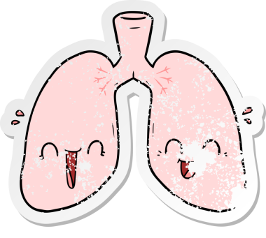 Bir çizgi filmin sıkıntılı çıkartması. Bir insan tarafından çizilmiş mutlu akciğerler.