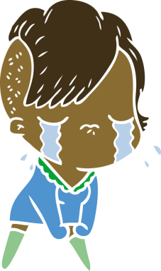 Bir insan tarafından çizilmiş düz renkli karikatür.