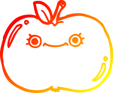 Bir insan tarafından çizilen elma çizgi romanının sıcak gradyan çizimi